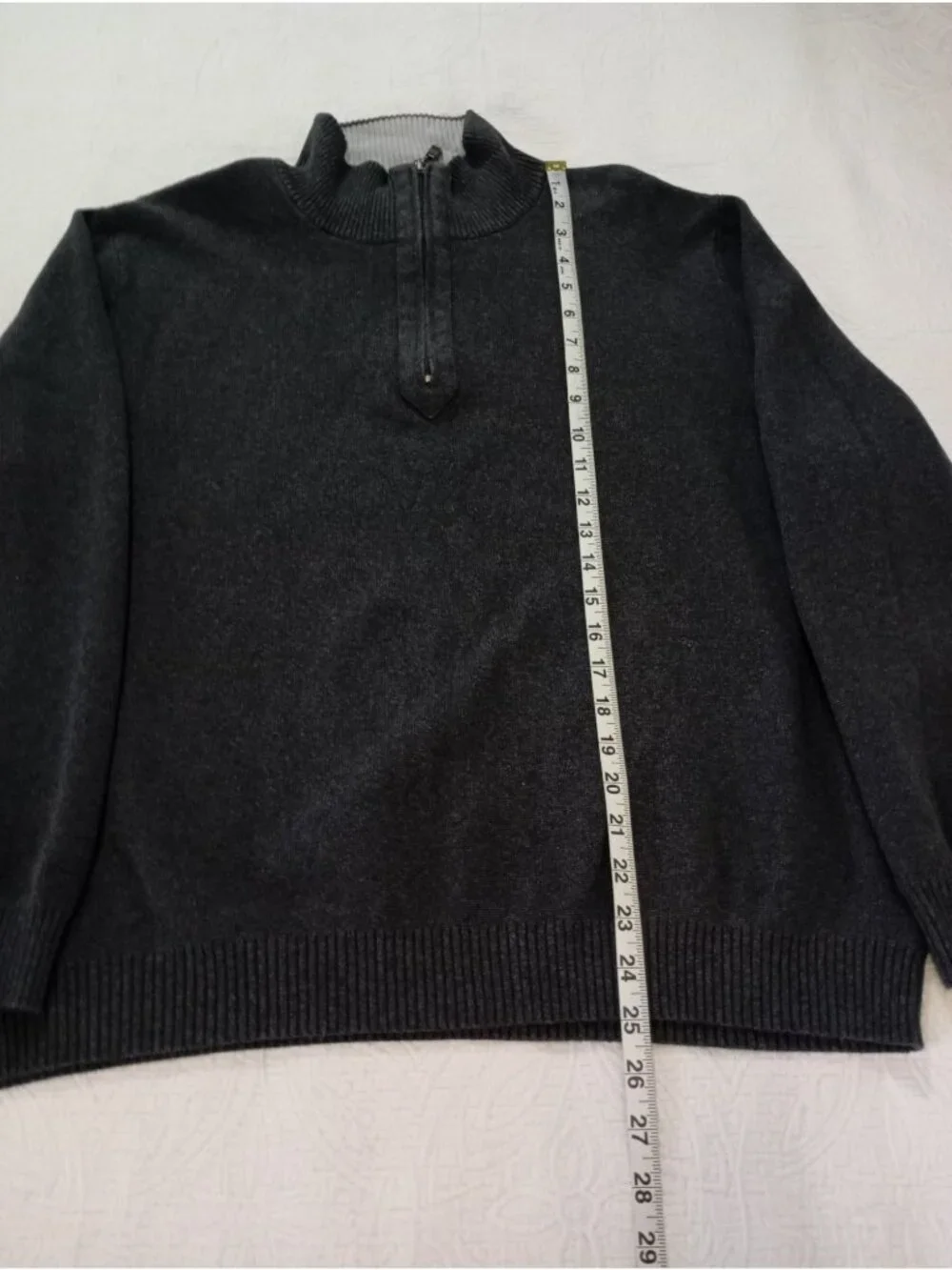 Structure Mens Charcoal 1/4 Zip Pullover Sweater XL 100% Cotton